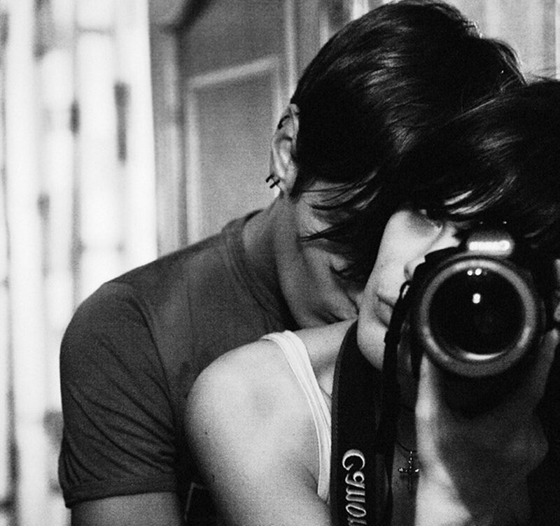 Two People Embracing — Black, Intimate, Photograph