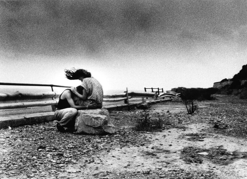Two People Embracing — Black