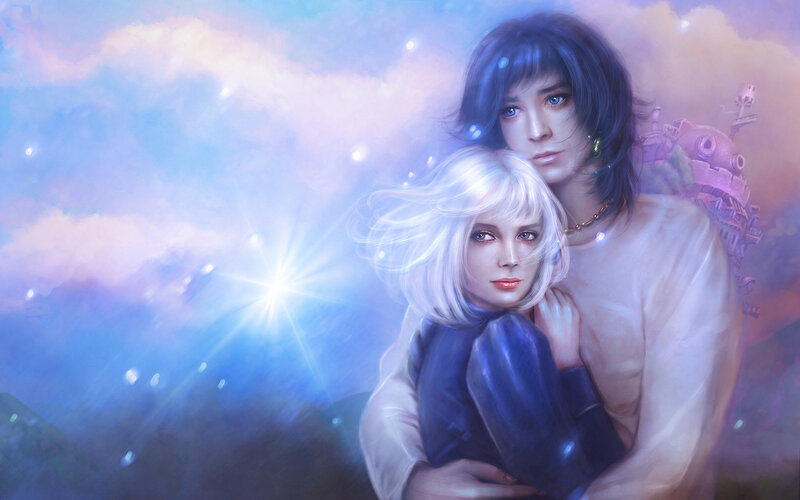 Two People Embracing — Blue, Dreamy