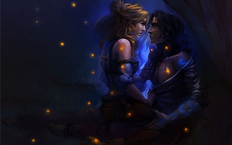Two People Embracing — Blue, Intimate, Night