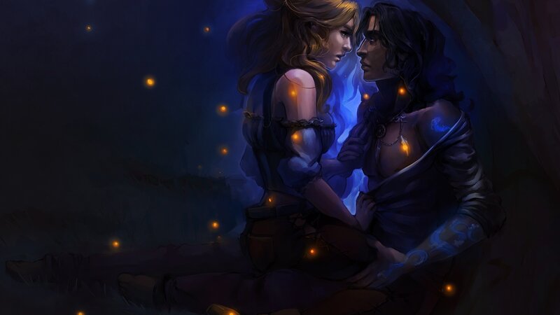 Two People Embracing — Blue, Intimate
