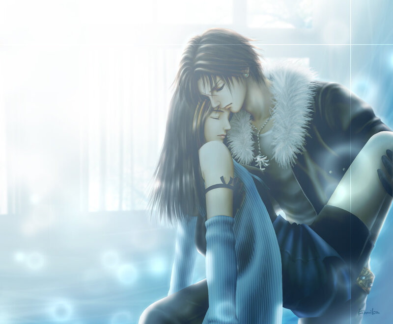 Two People Embracing — Blue