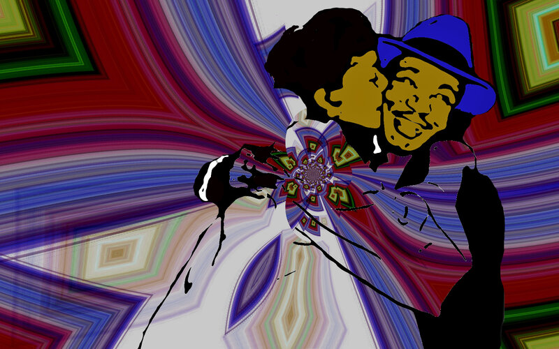 Two People Embracing — Blue, Vibrant