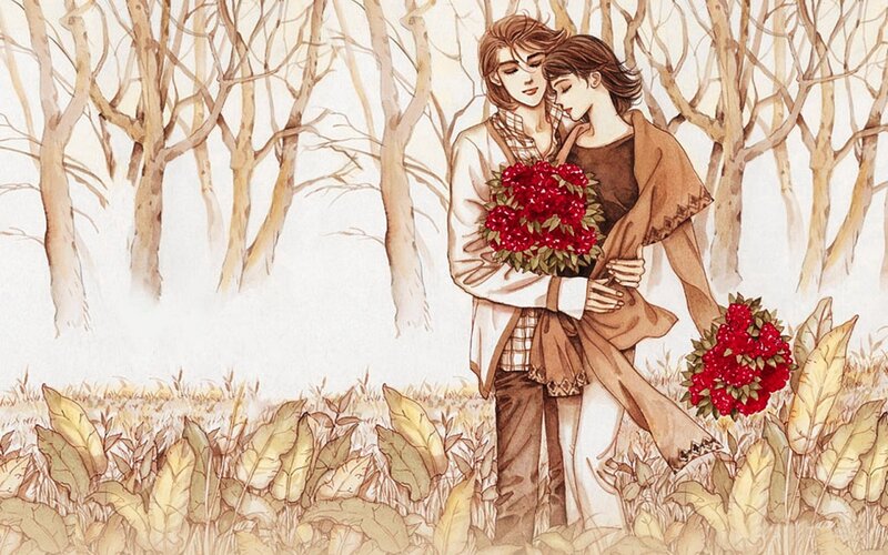 Two People Embracing — Brown