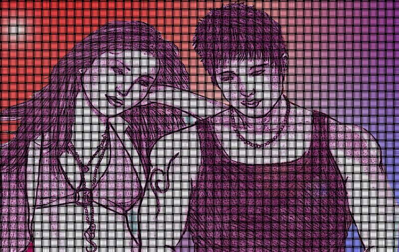 Two People Embracing — Purple