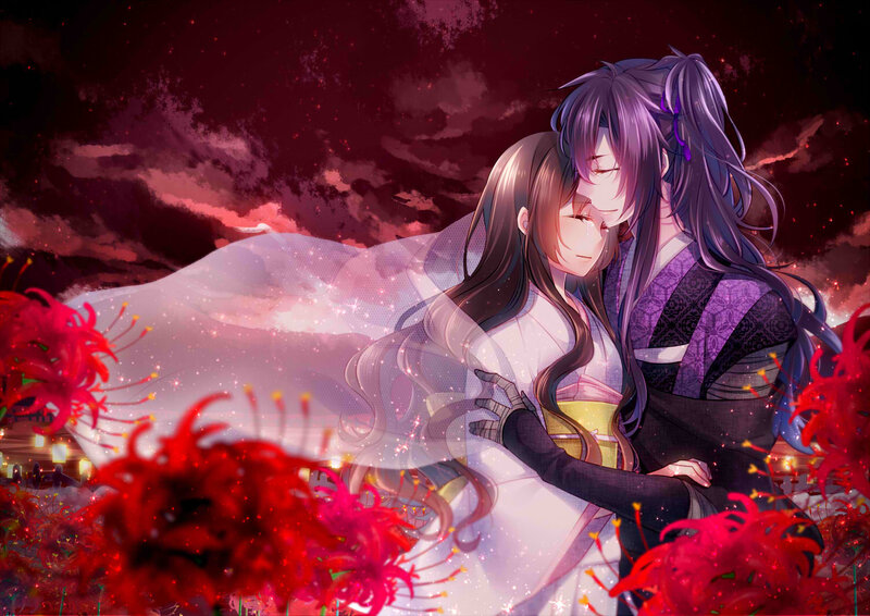 Two People Embracing — Red, Dramatic