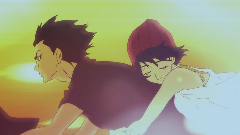 Two People Embracing — Yellow, Serene, Sunset