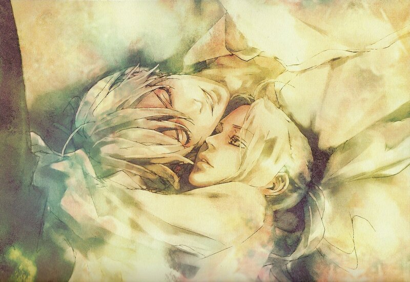 Two People Embracing — Yellow, Serene