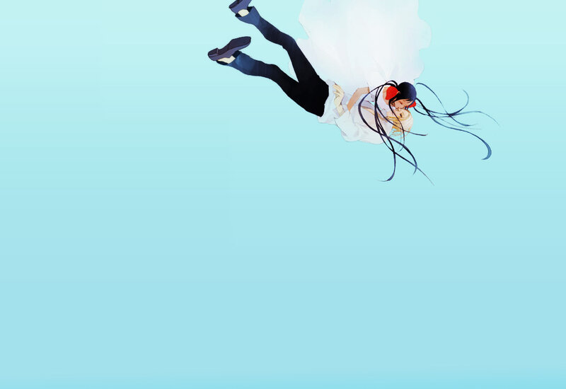 Two People Falling — Blue, Serene