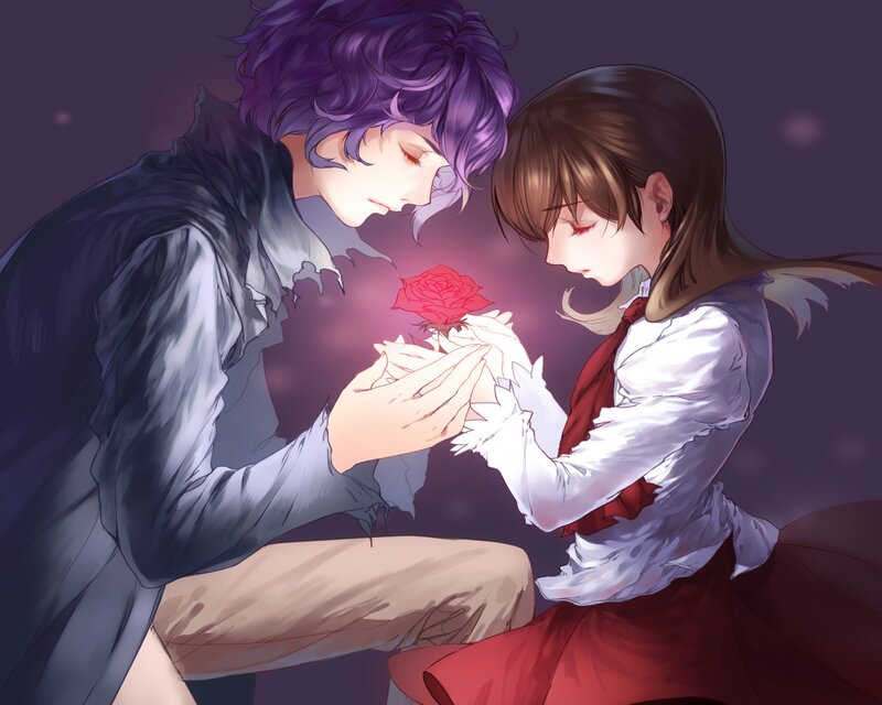 Two People Holding a Rose