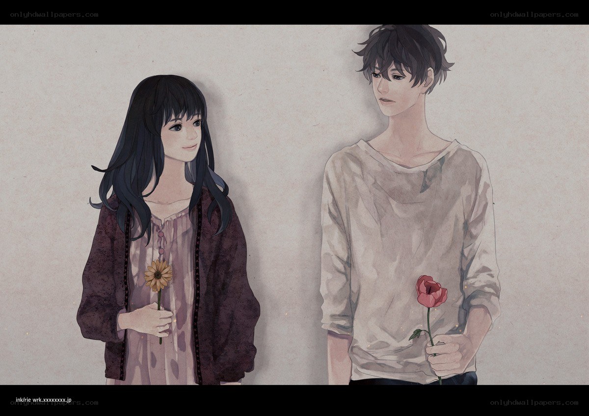 Two people holding flowers