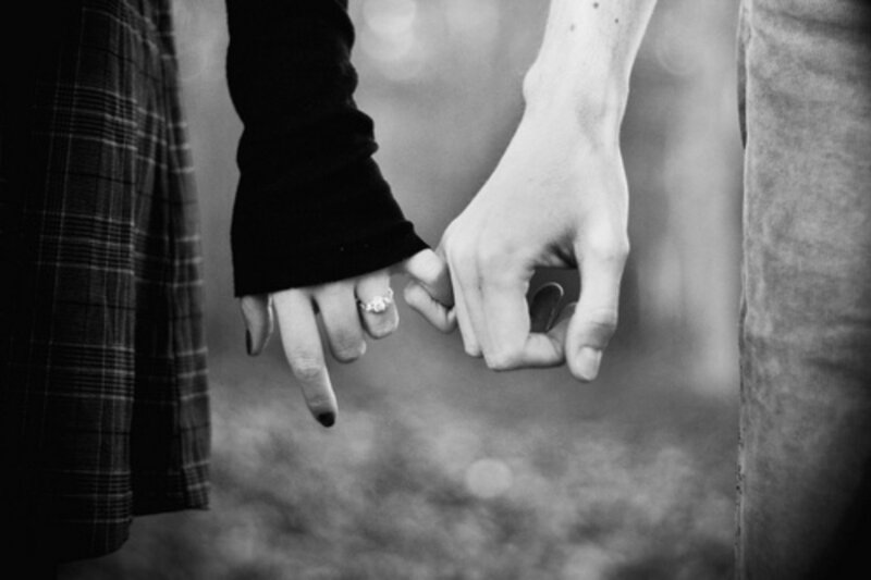 Two People Holding Hands — Black, Intimate, Photograph
