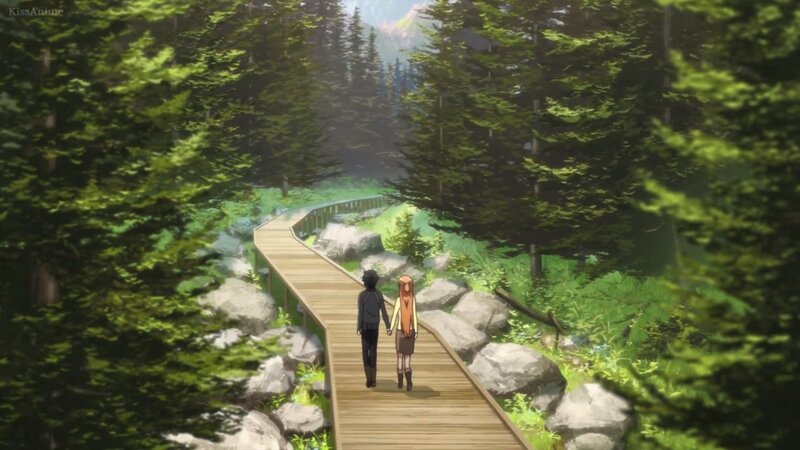 Two People Holding Hands — Green, Serene, Afternoon