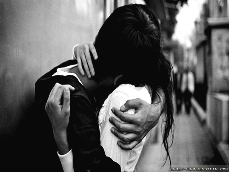Two People Hugging — Black, Dramatic, Photograph
