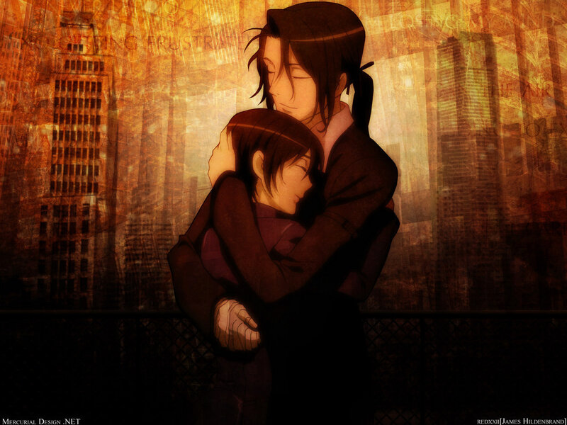Two People Hugging — Brown, Dramatic