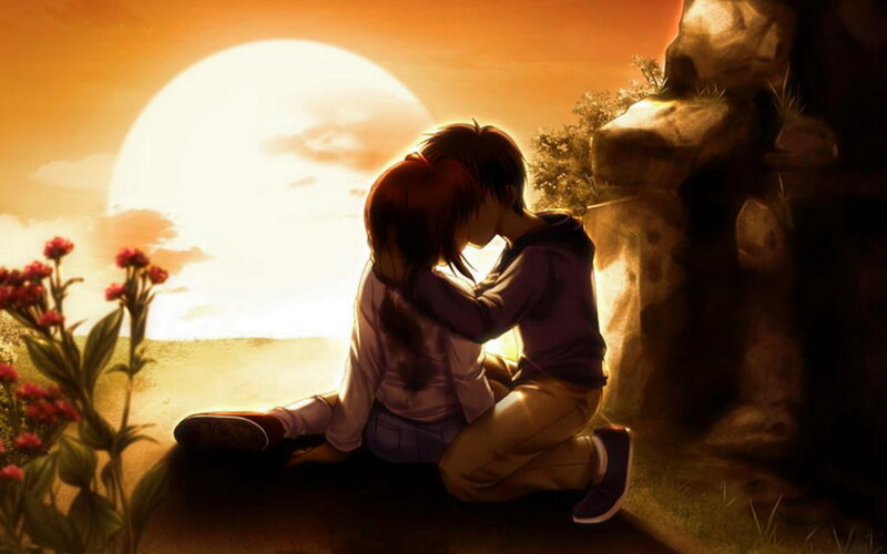 Two People Hugging — Orange