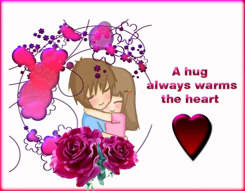Two People Hugging — Pink