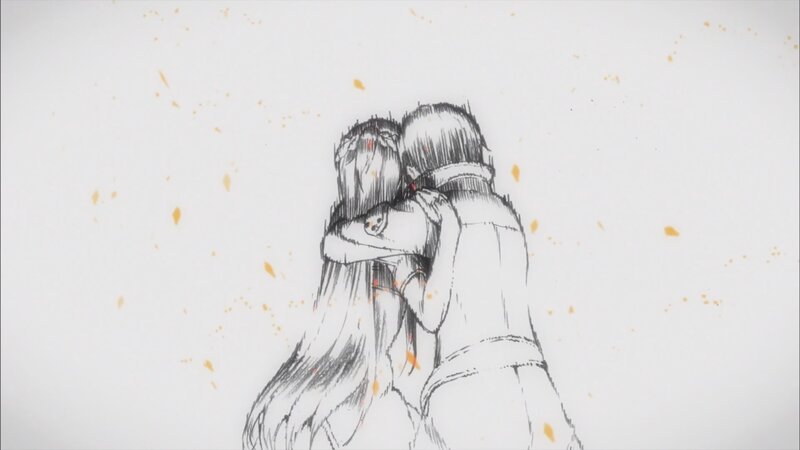 Two People Hugging — White
