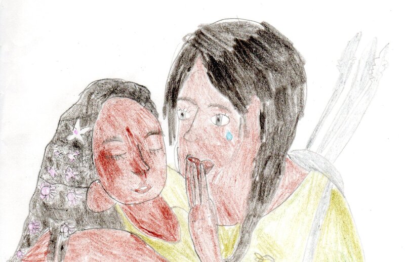 Two People Hugging — Yellow