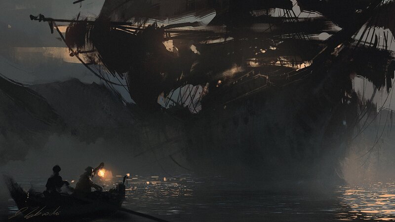 Two People in a Boat — Black