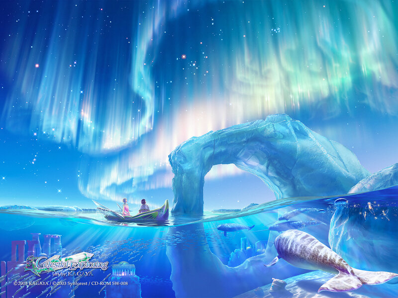 Two People in a Boat — Blue, Serene, Night