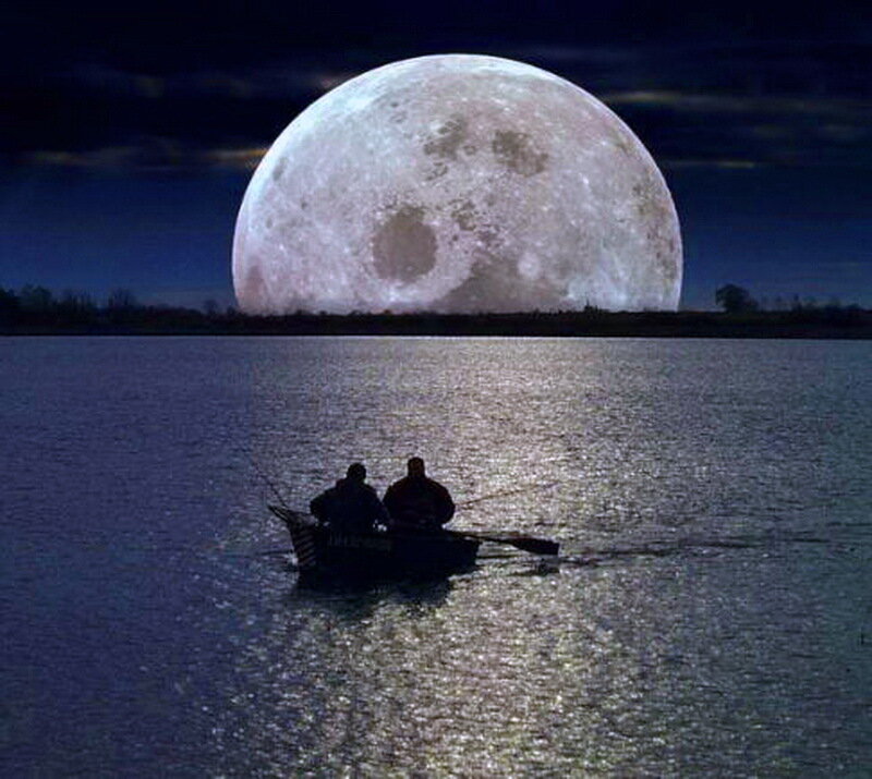 Two People in a Boat — Blue