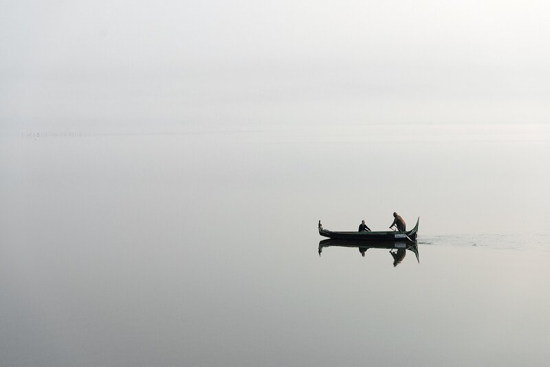 Two People in a Boat — Gray