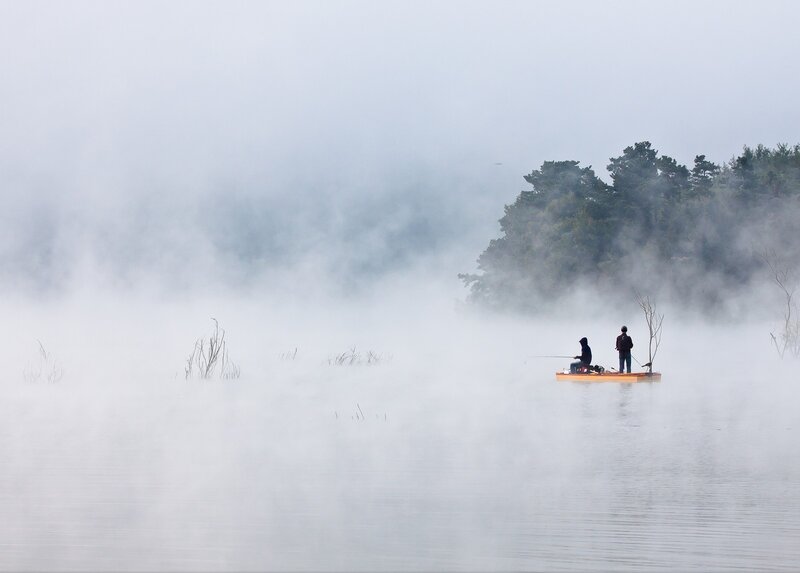 Two People in a Boat — White