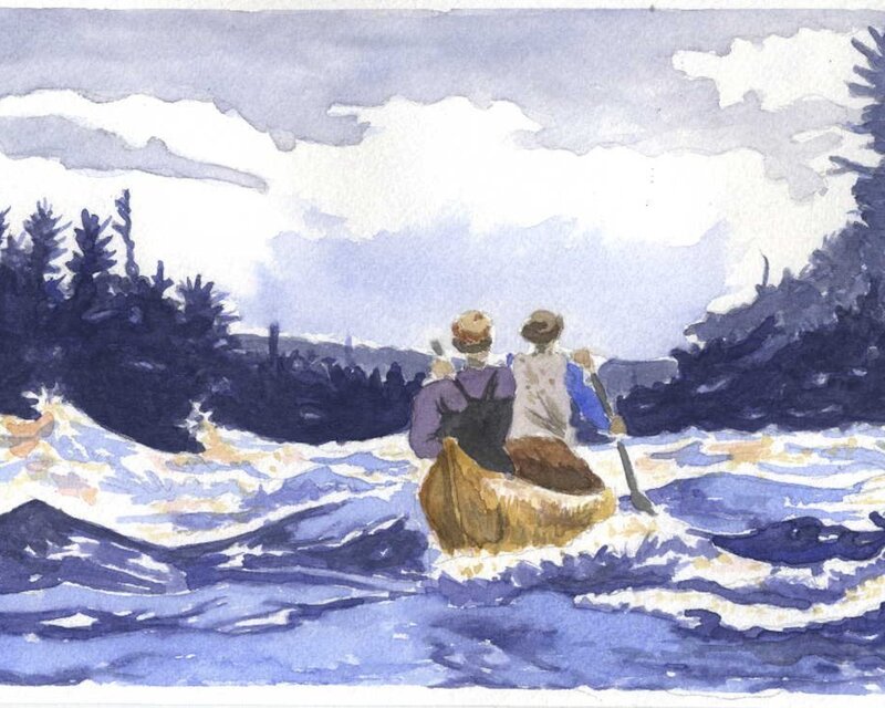 Two People in a Canoe — Blue, Calm