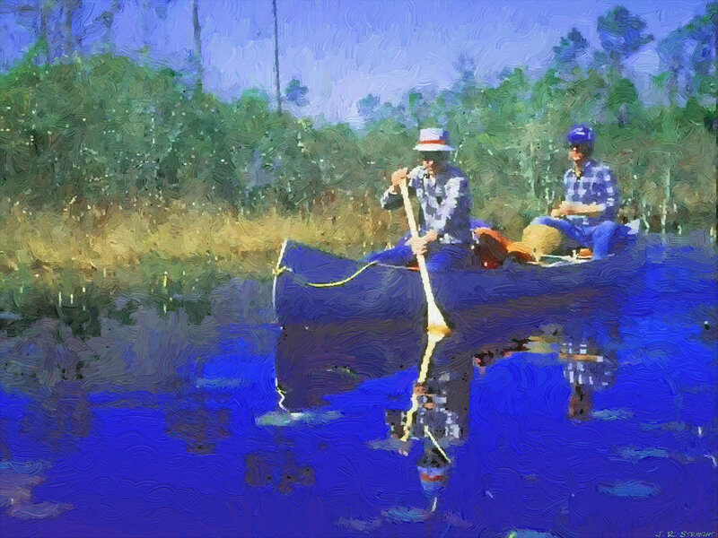 Two People in a Canoe — Blue, Serene, Afternoon