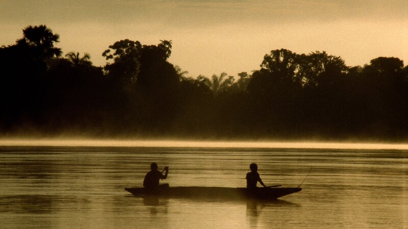Two People in a Canoe — Brown, Serene