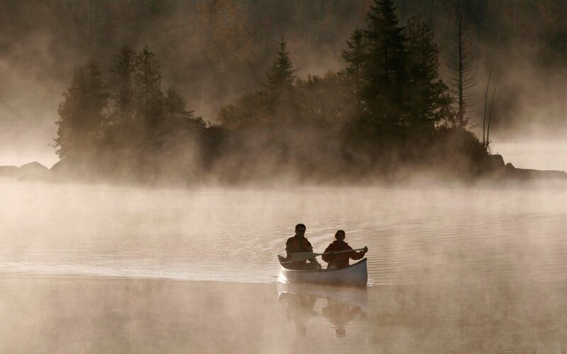 Two People in a Canoe — Brown