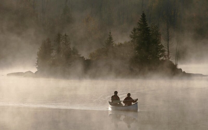 Two People in a Canoe — Gray