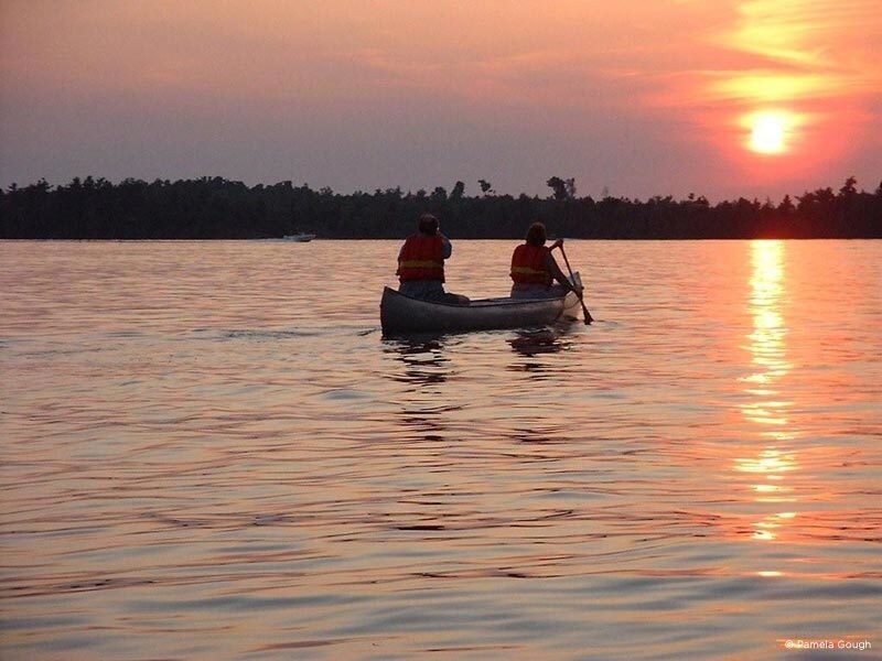 Two People in a Canoe — Orange