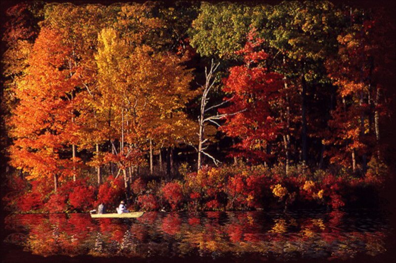 Two People in a Canoe — Red