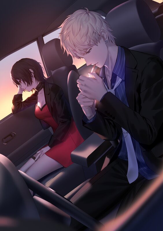 Two People in a Car — Purple