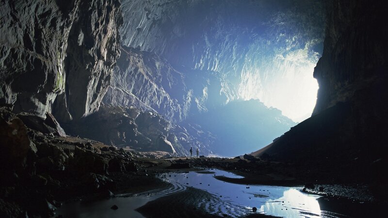Two People in a Cave — Blue, Dramatic