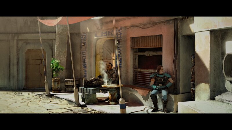 Two People in a Courtyard