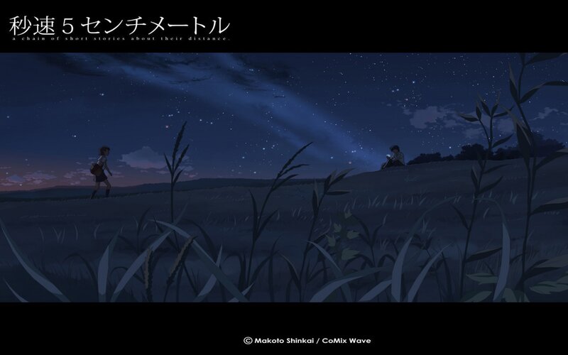 Two People in a Field — Blue, Serene, Night