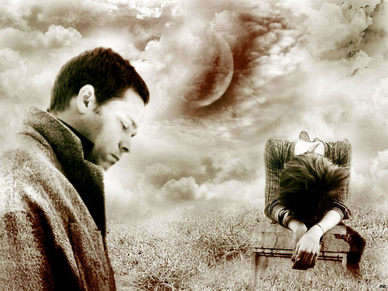Two People in a Field — Brown, Dramatic