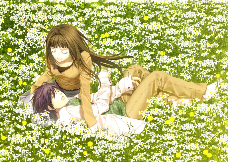 Two People in a Field — Green, Serene, Afternoon