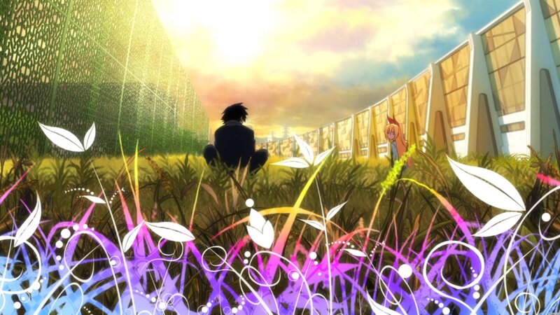 Two People in a Field — Green, Serene, Sunset