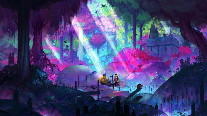Two People in a Forest — Purple
