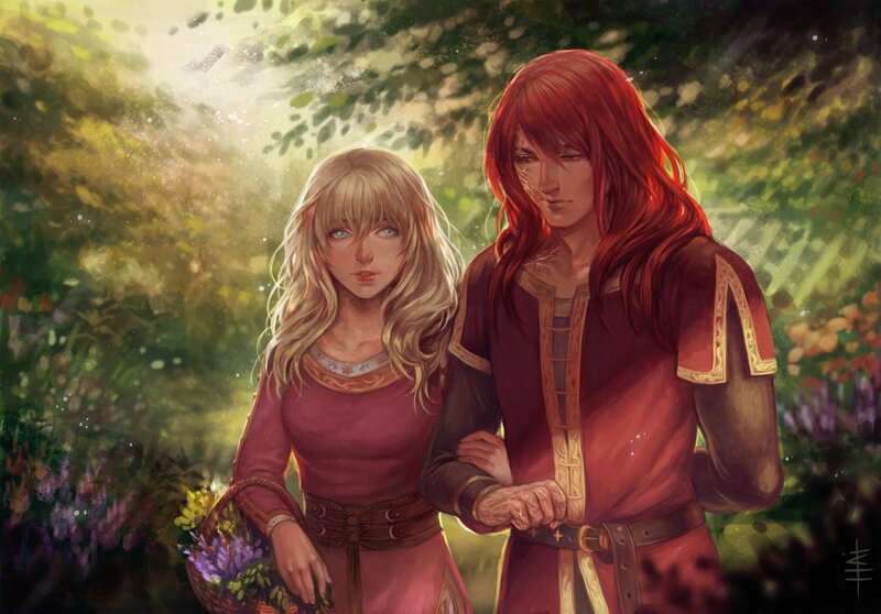 Two People in a Garden — Green
