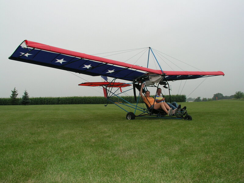 Two people in a hang glider