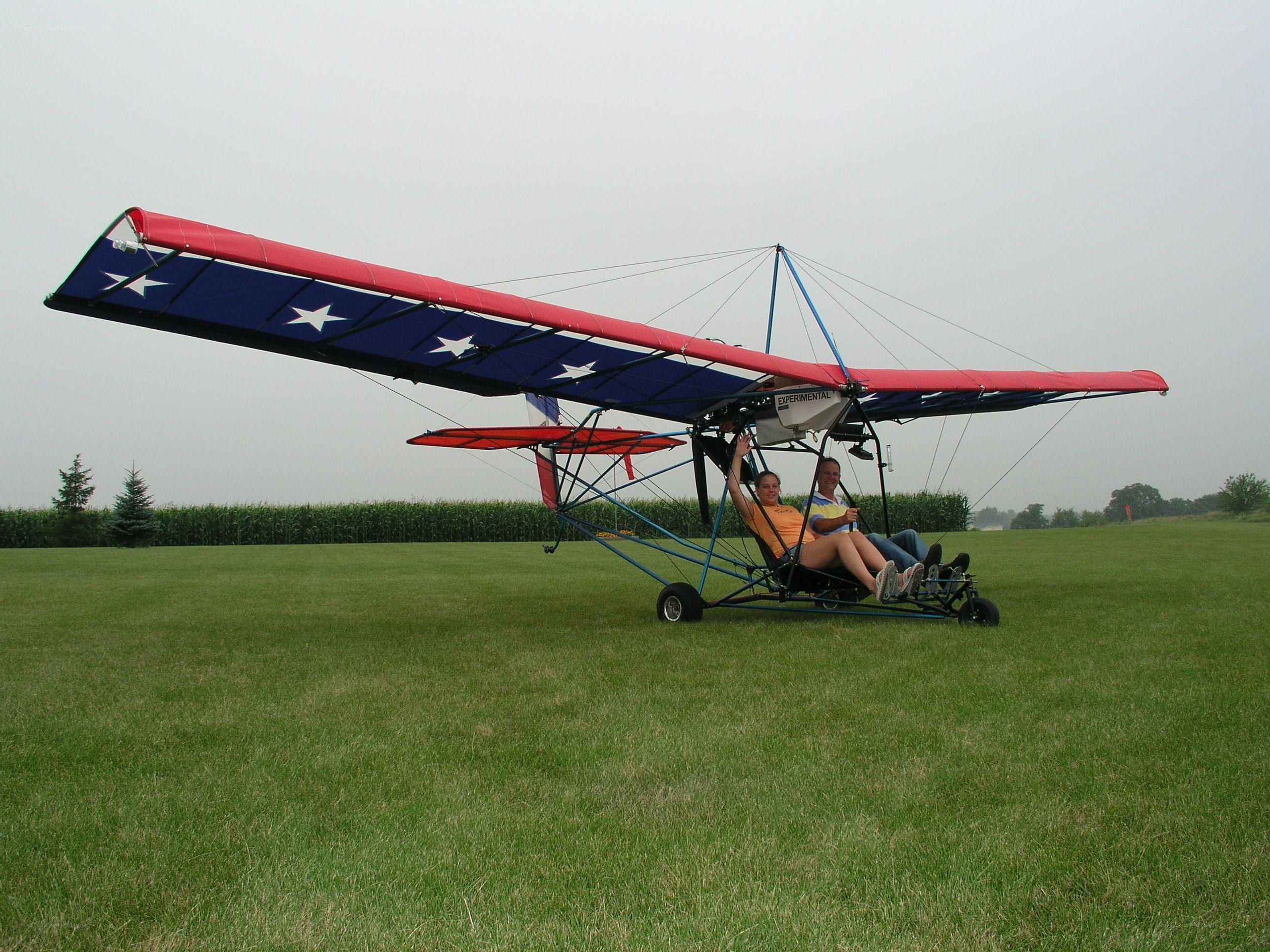 Two people in a hang glider