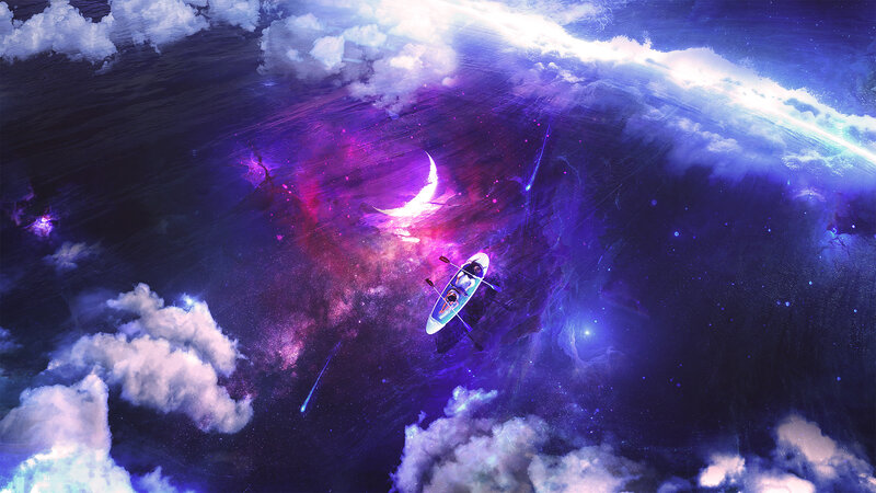 Two People in a Kayak — Purple