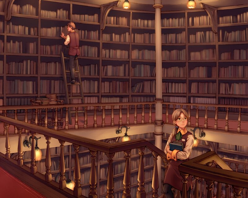 Two People in a Library