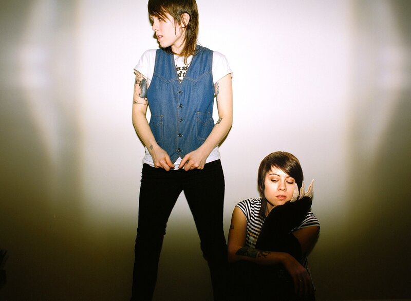 Two people in a studio setting