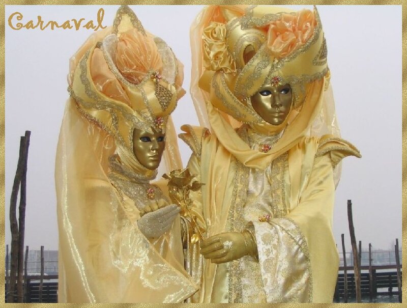 Two People in Carnival Costumes — Gold